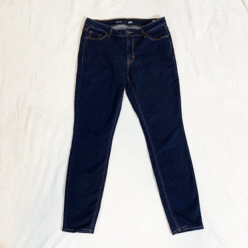 Old Navy Rockstar Super Skinny Jeans Women 10 Blue Dark Wash Mid-Rise Stretch
